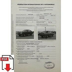 1977 Chrysler 180 (Spain) FIA homologation form PDF download